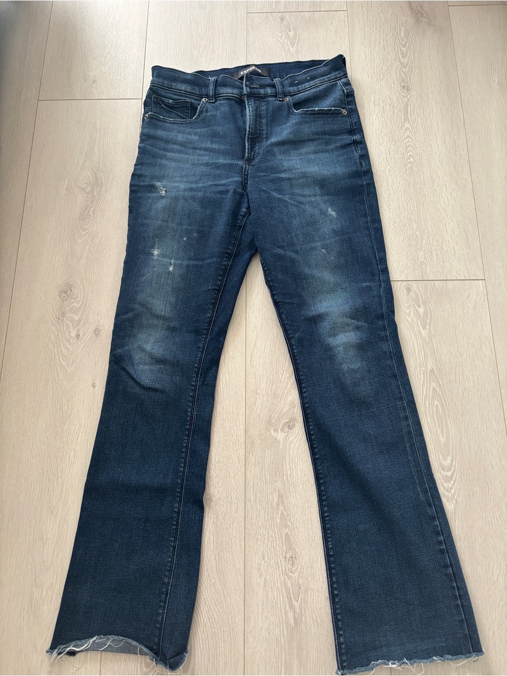 Express Straight Leg Jeans in Dark Blue Denim